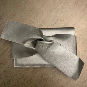 Silver Metallic Bow Clutch